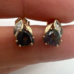 🔴Authentic 10K Real Gold and Mystic Stone Stud Earrings🔴